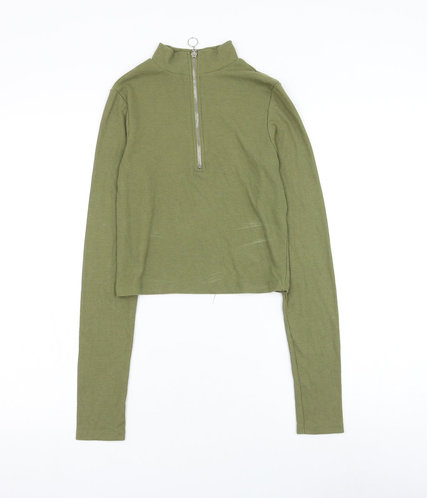 Womens UK Size S Stradivarius Green Cropped Blouse