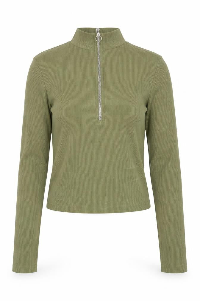 Womens UK Size S Stradivarius Green Cropped Blouse