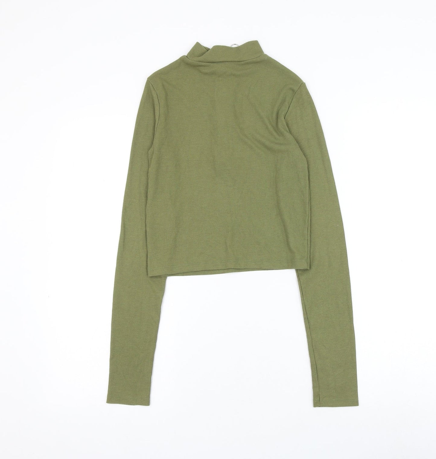 Womens UK Size S Stradivarius Green Cropped Blouse