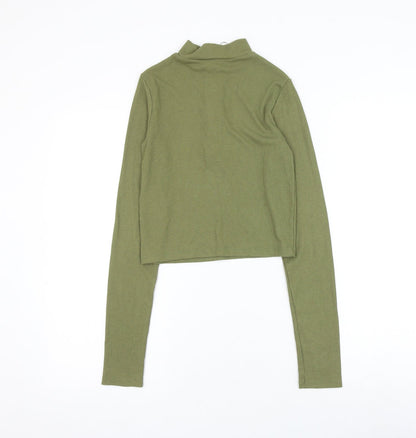 Womens UK Size S Stradivarius Green Cropped Blouse