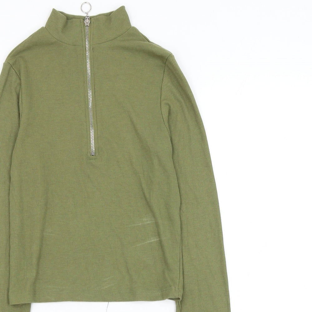 Womens UK Size S Stradivarius Green Cropped Blouse