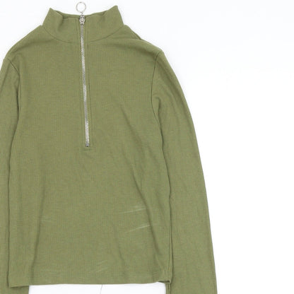 Womens UK Size S Stradivarius Green Cropped Blouse