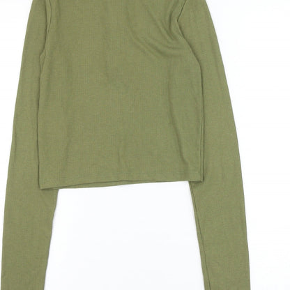Womens UK Size S Stradivarius Green Cropped Blouse