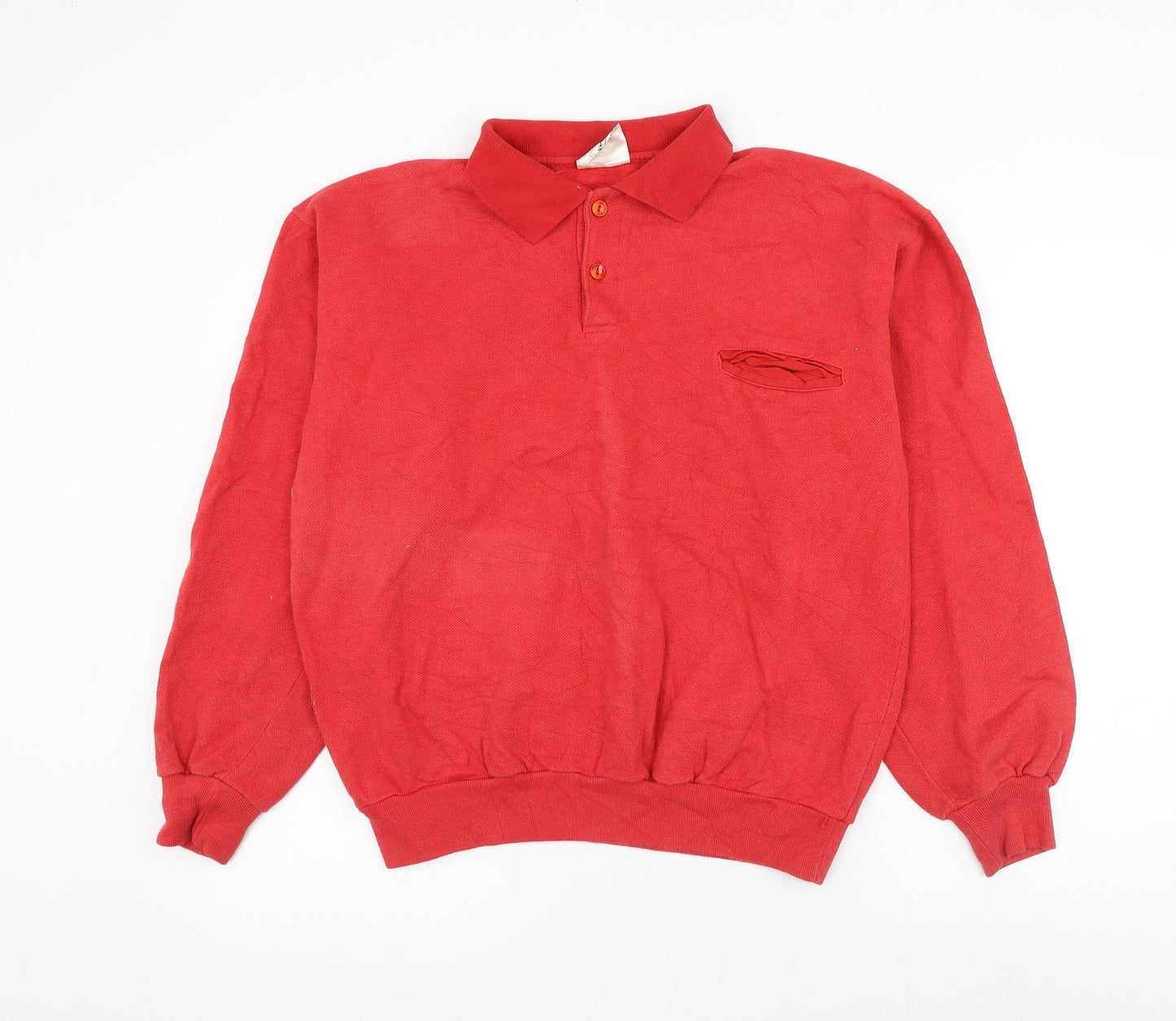 Style File Womens Red Cotton Pullover Sweatshirt Size 10 Button