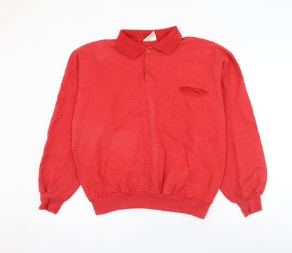 Style File Womens Red Cotton Pullover Sweatshirt Size 10 Button