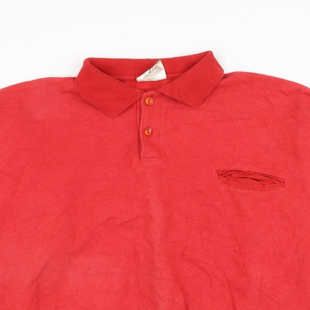 Style File Womens Red Cotton Pullover Sweatshirt Size 10 Button