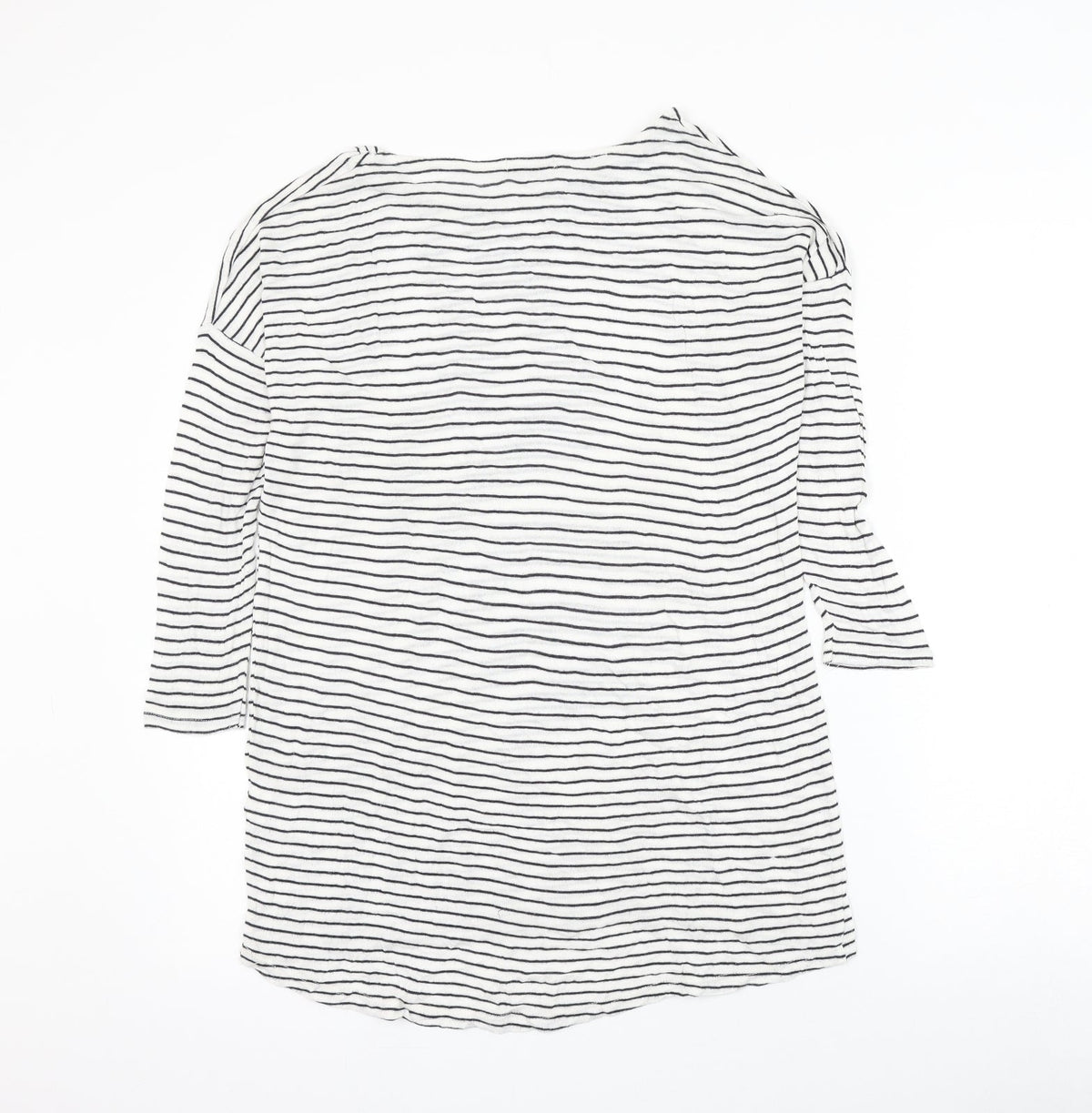 C Womens White Round Neck Striped Viscose Pullover Jumper Size M