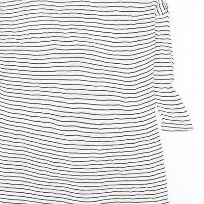 C Womens White Round Neck Striped Viscose Pullover Jumper Size M