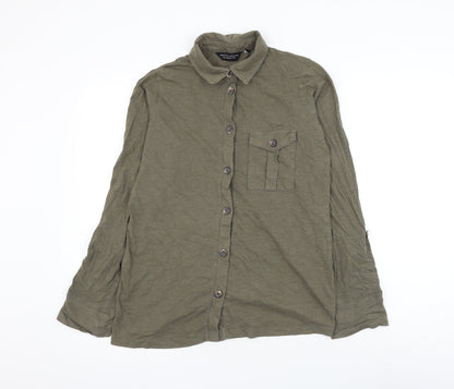 Womens UK Size 10 Dorothy Perkins Green Basic Button-Up