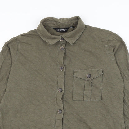 Womens UK Size 10 Dorothy Perkins Green Basic Button-Up