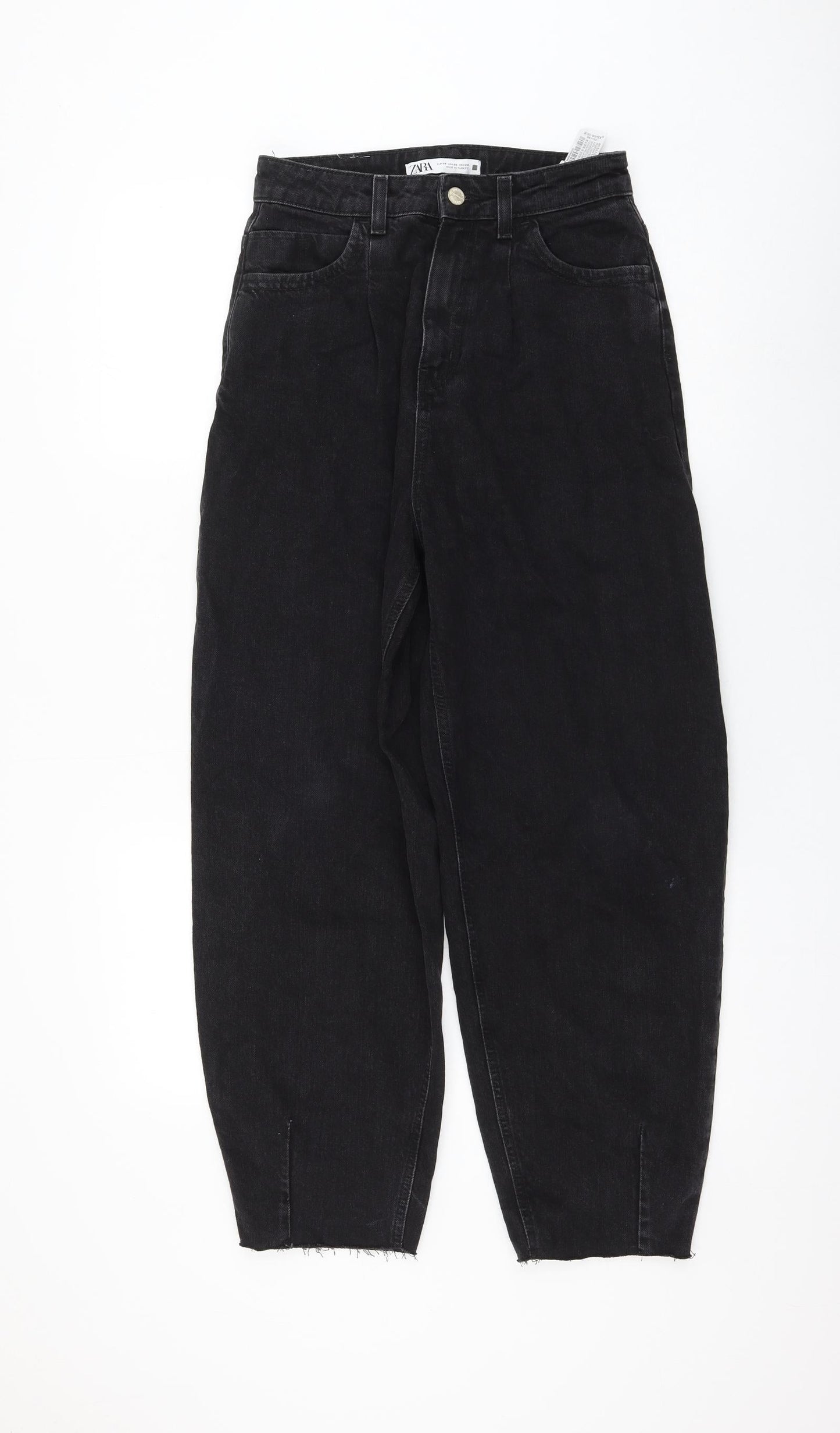 Zara Womens Black Cotton Straight Jeans Size 6 L26 in Regular Zip
