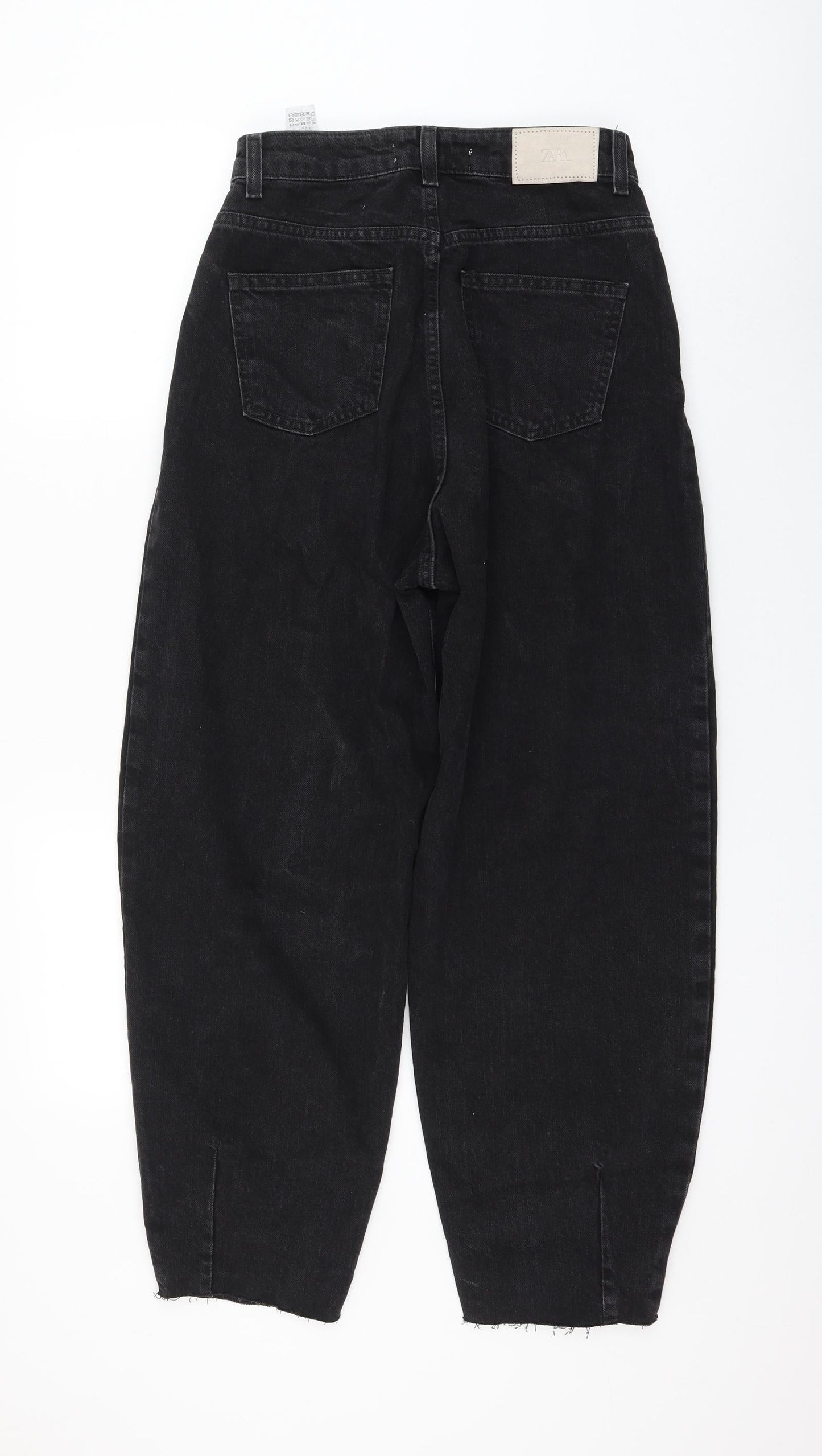 Zara Womens Black Cotton Straight Jeans Size 6 L26 in Regular Zip