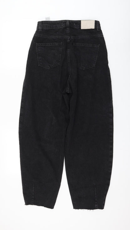 Zara Womens Black Cotton Straight Jeans Size 6 L26 in Regular Zip