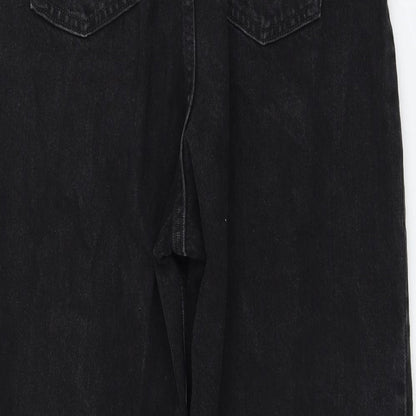 Zara Womens Black Cotton Straight Jeans Size 6 L26 in Regular Zip
