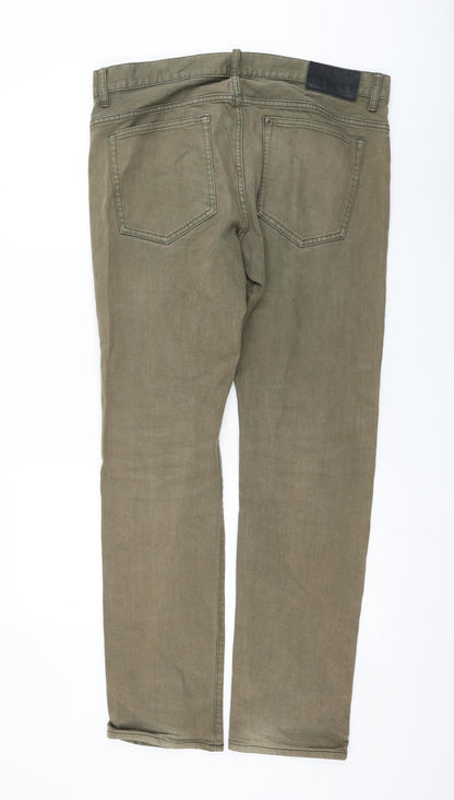 H&M Womens Green Cotton Straight Jeans Size 36 in L31 in Regular Zip