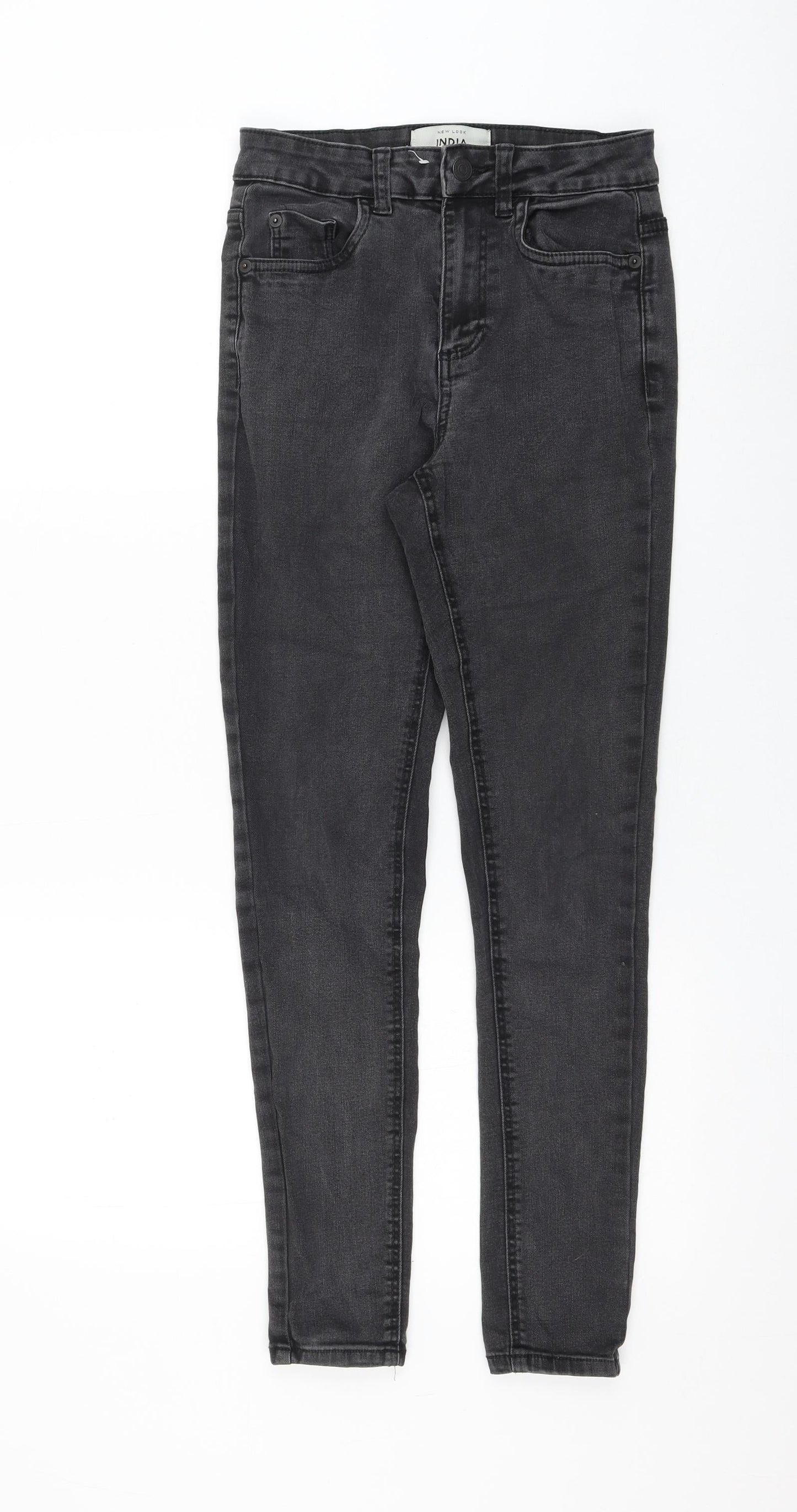 Primark Womens Grey Cotton Skinny Jeans Size 8 L28 in Regular Zip