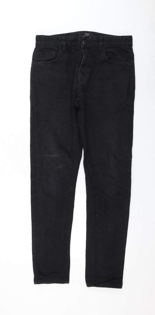 NEXT Womens Black Cotton Straight Jeans Size 30 in L31 in Regular Zip