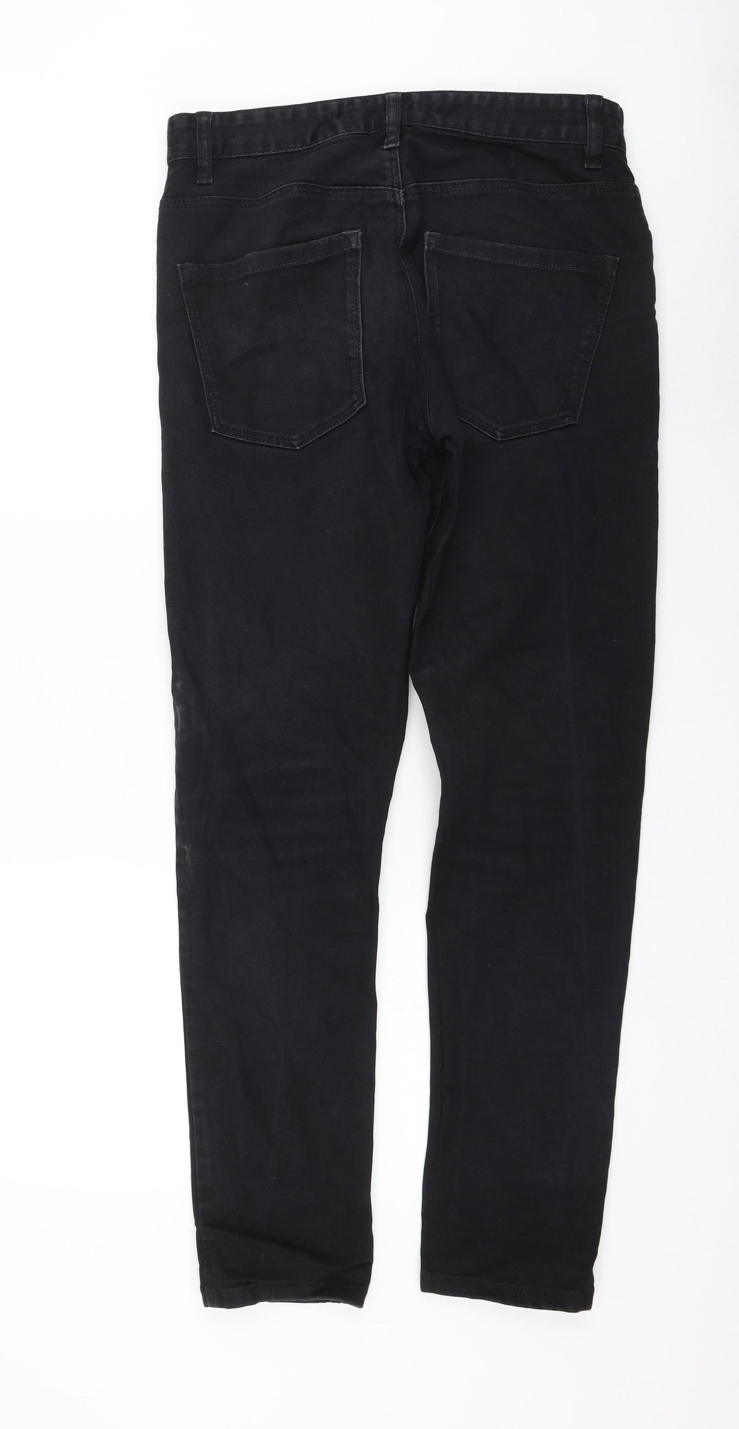 NEXT Womens Black Cotton Straight Jeans Size 30 in L31 in Regular Zip