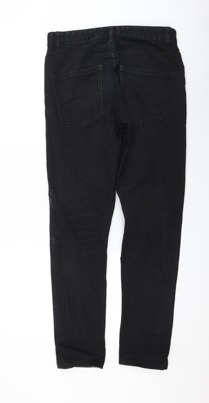 NEXT Womens Black Cotton Straight Jeans Size 30 in L31 in Regular Zip