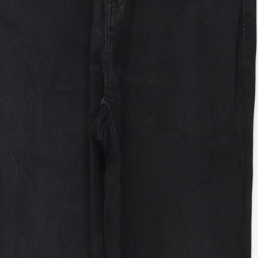 NEXT Womens Black Cotton Straight Jeans Size 30 in L31 in Regular Zip