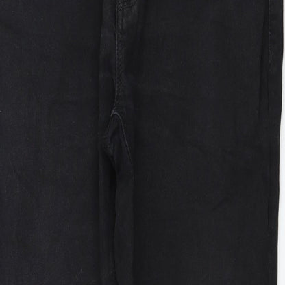 NEXT Womens Black Cotton Straight Jeans Size 30 in L31 in Regular Zip
