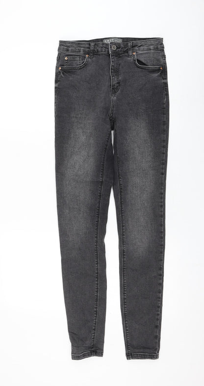 Primark Womens Grey Cotton Skinny Jeans Size 10 L30 in Regular Zip