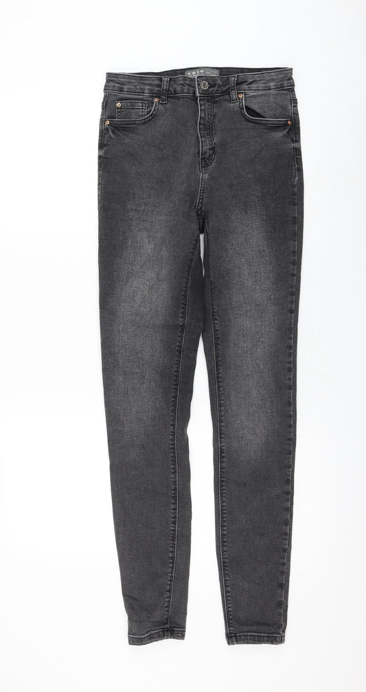Primark Womens Grey Cotton Skinny Jeans Size 10 L30 in Regular Zip