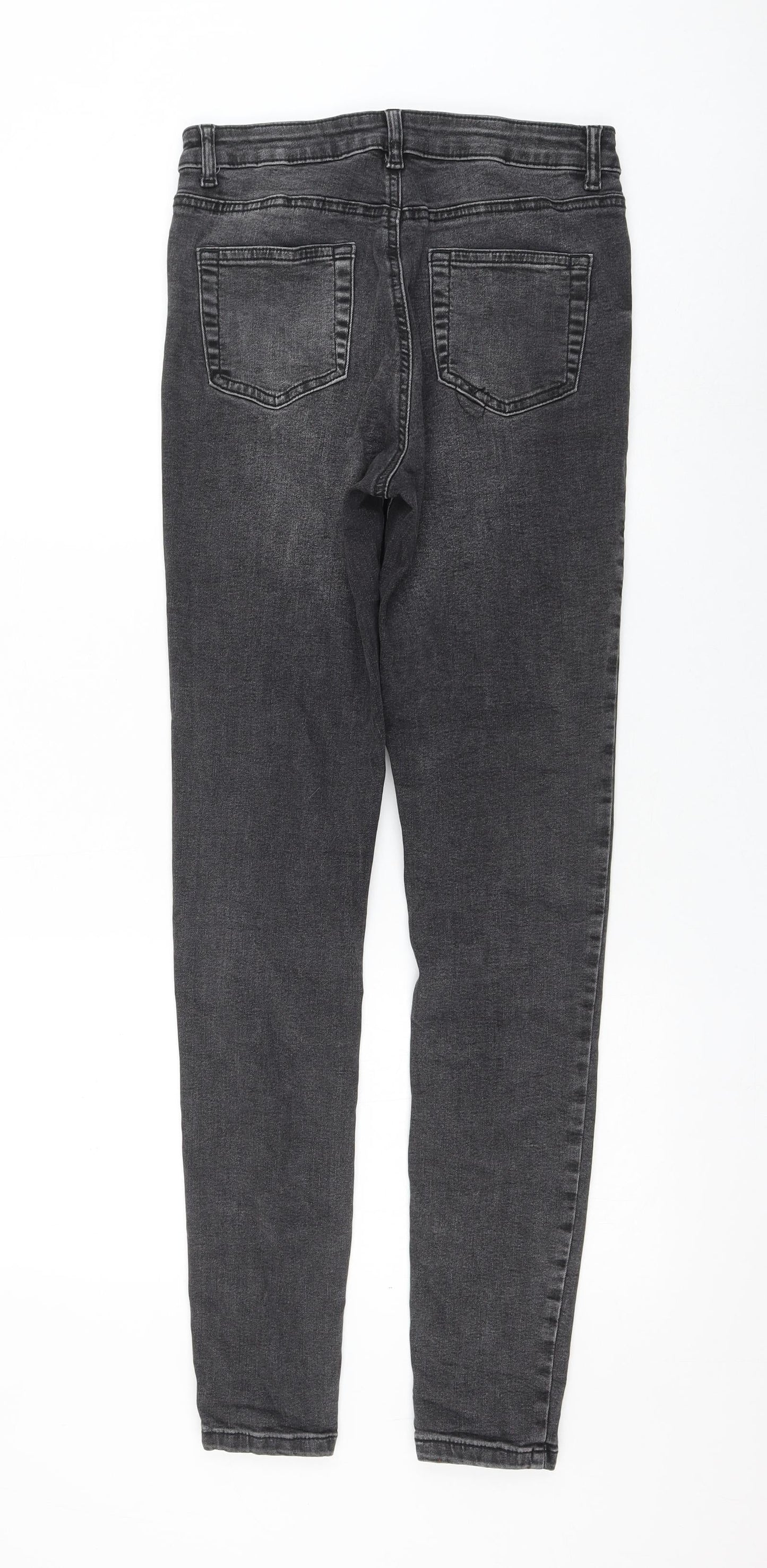 Primark Womens Grey Cotton Skinny Jeans Size 10 L30 in Regular Zip