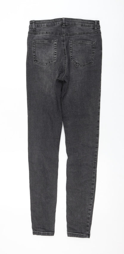 Primark Womens Grey Cotton Skinny Jeans Size 10 L30 in Regular Zip