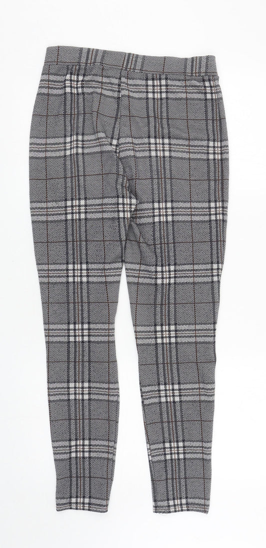 TU Womens Grey Plaid Polyester Capri Leggings Size 8 L26.5 in