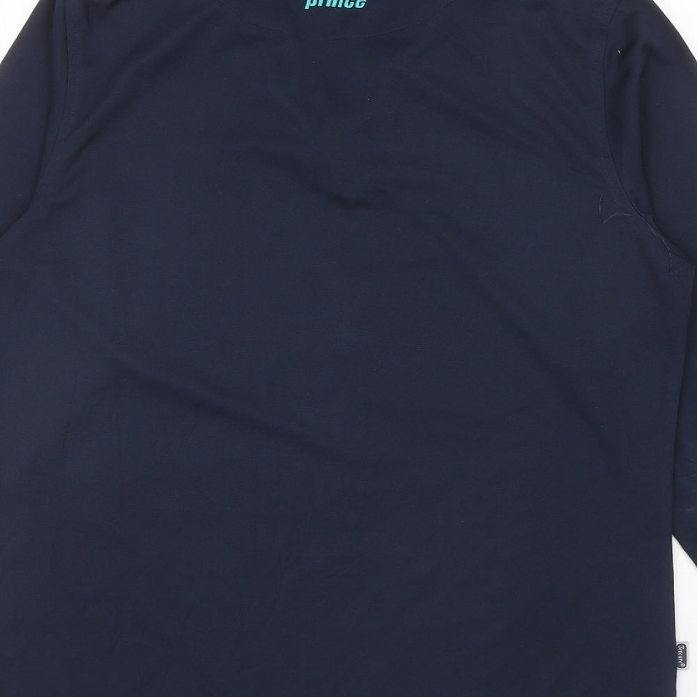 Prince Womens Blue Polyester Pullover Casual Size XL Collared Pullover