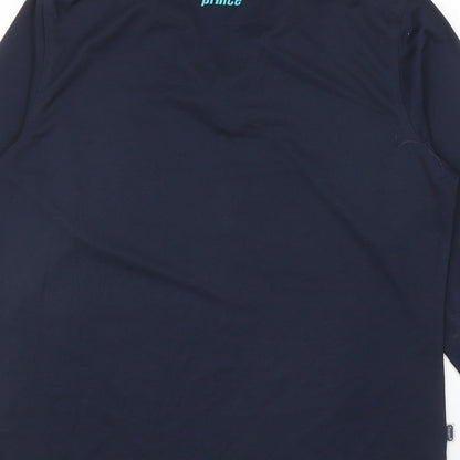 Prince Womens Blue Polyester Pullover Casual Size XL Collared Pullover