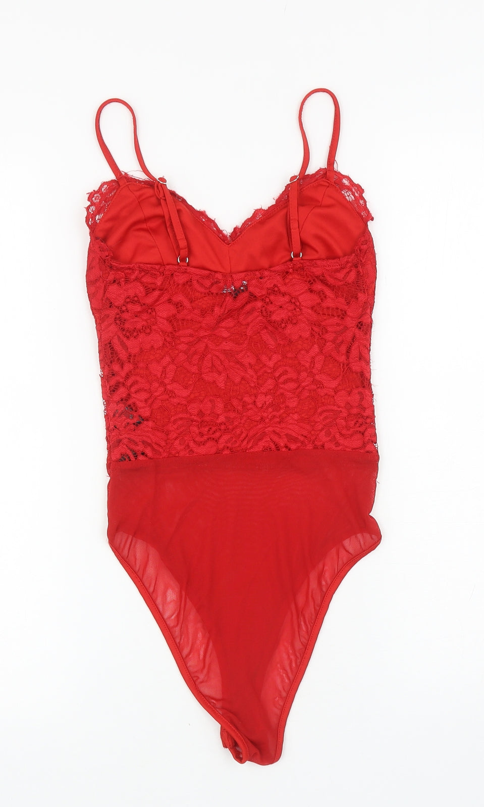 New Look Womens Red Floral Polyamide Bodysuit One-Piece Size 6 L10 in Snap