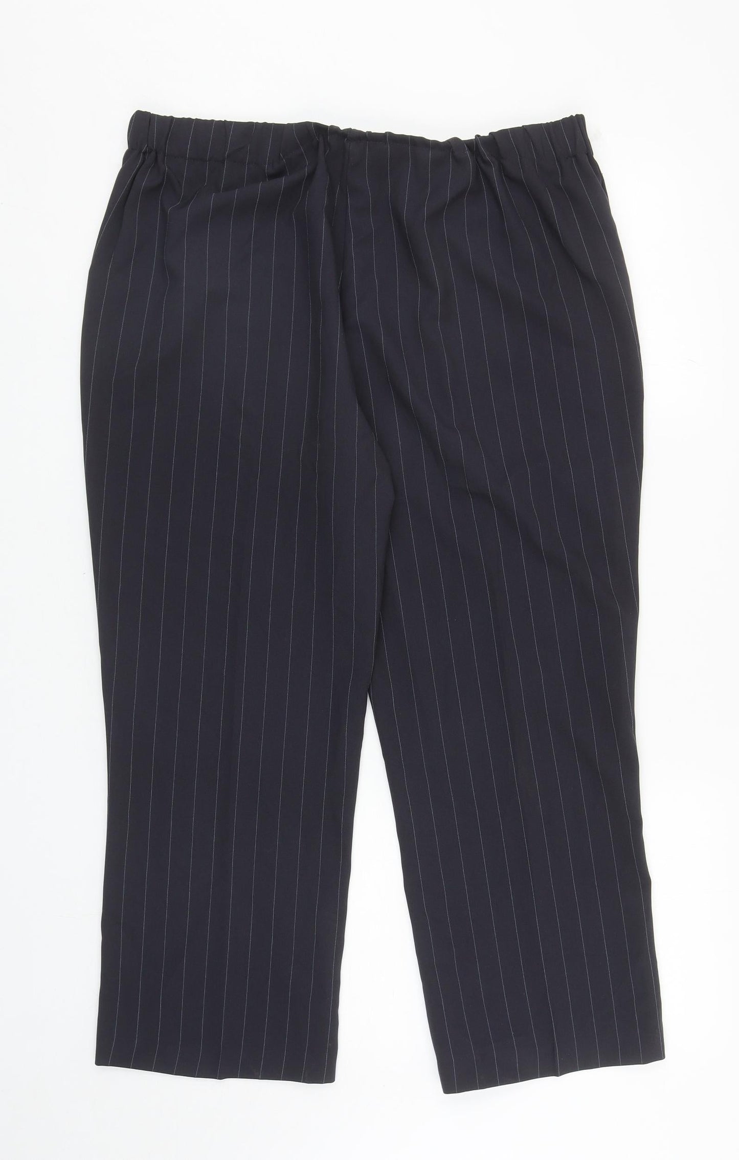 Bonmarché Womens Blue Striped Polyester Dress Pants Trousers Size 16 L24 in Regular