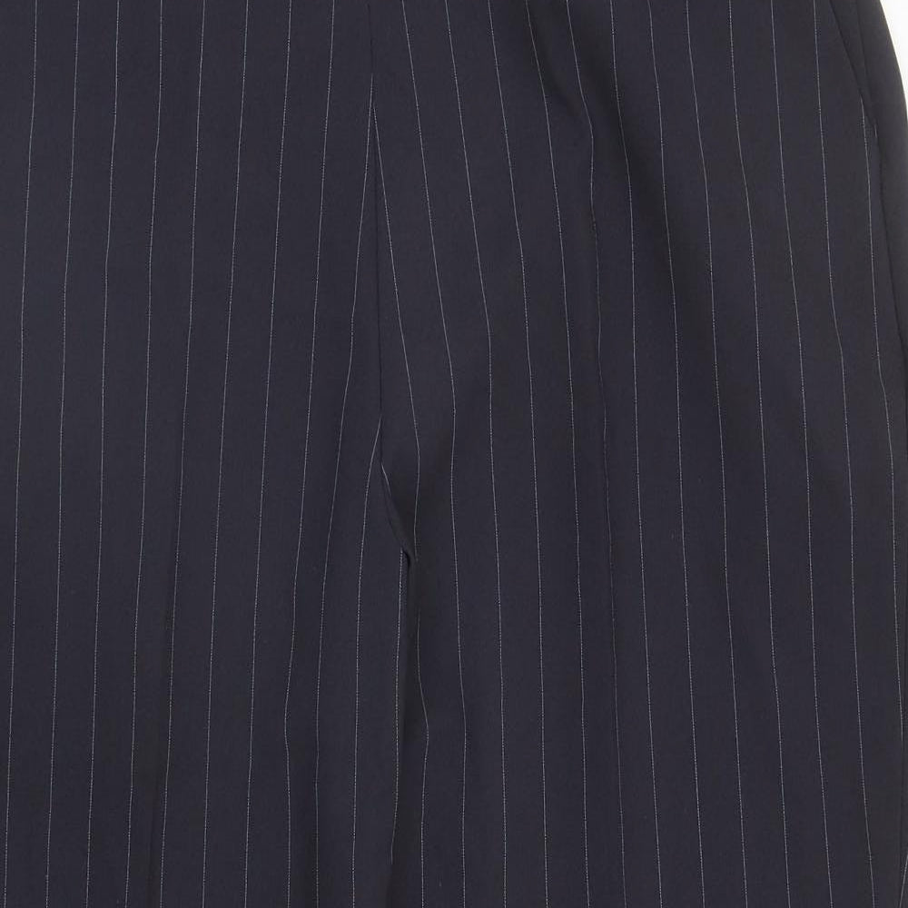 Bonmarché Womens Blue Striped Polyester Dress Pants Trousers Size 16 L24 in Regular
