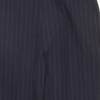 Bonmarché Womens Blue Striped Polyester Dress Pants Trousers Size 16 L24 in Regular