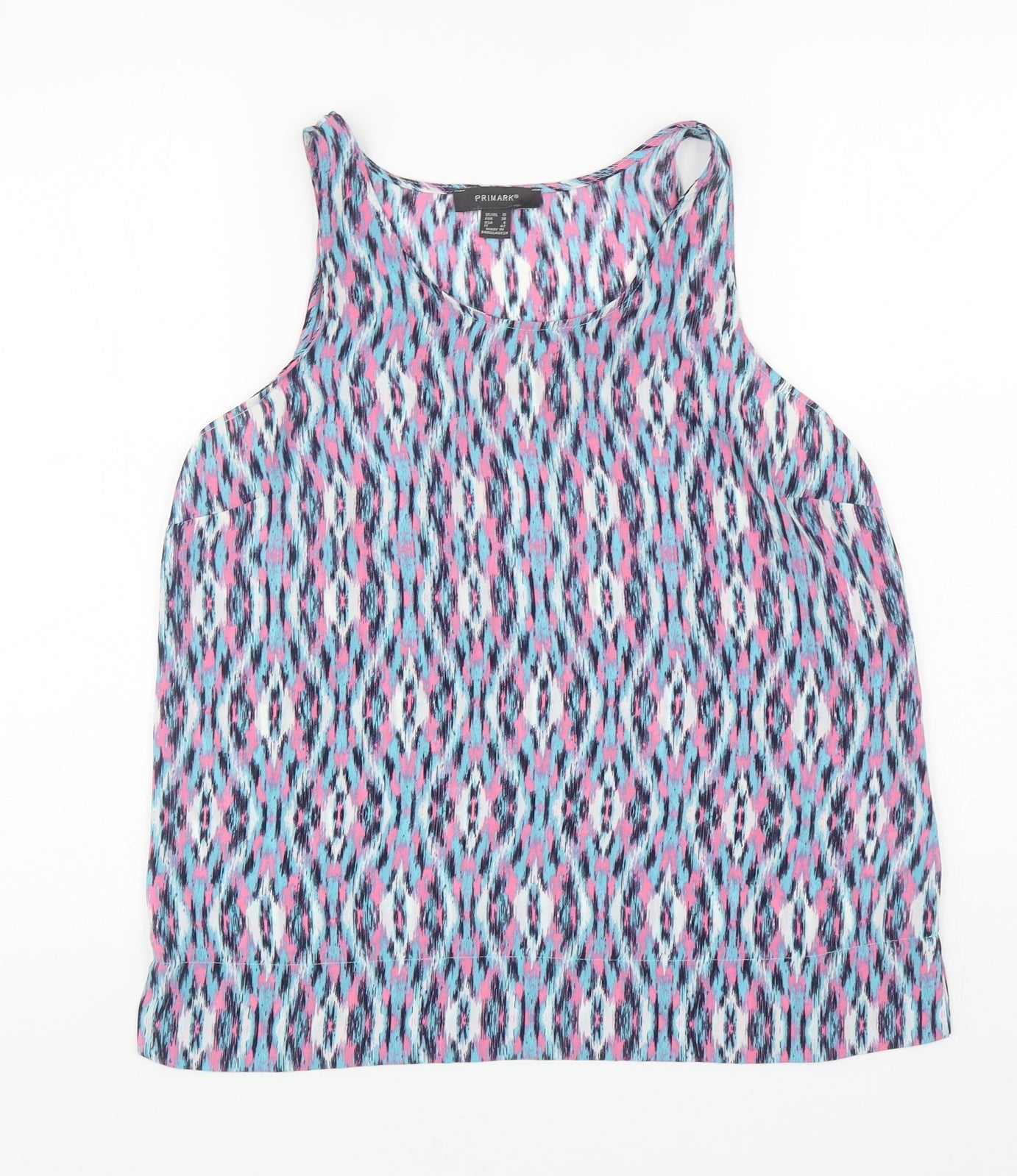 Primark Womens Multicoloured Geometric Polyester Basic Tank Size 10 Scoop Neck