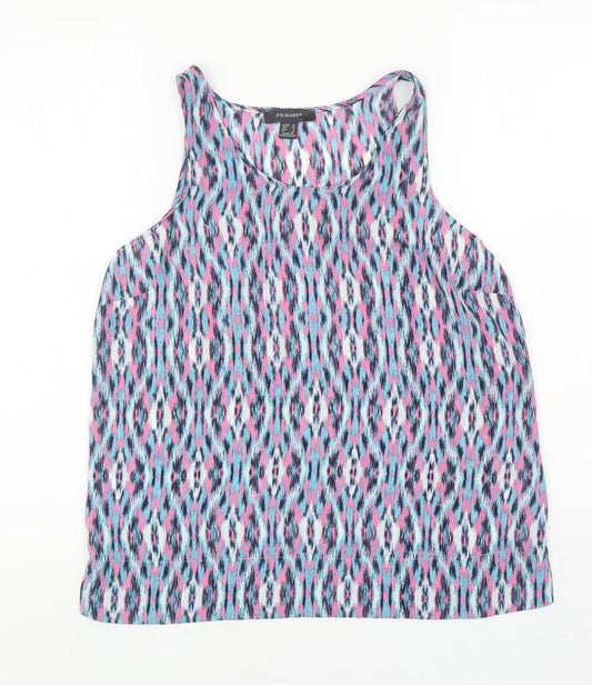 Primark Womens Multicoloured Geometric Polyester Basic Tank Size 10 Scoop Neck