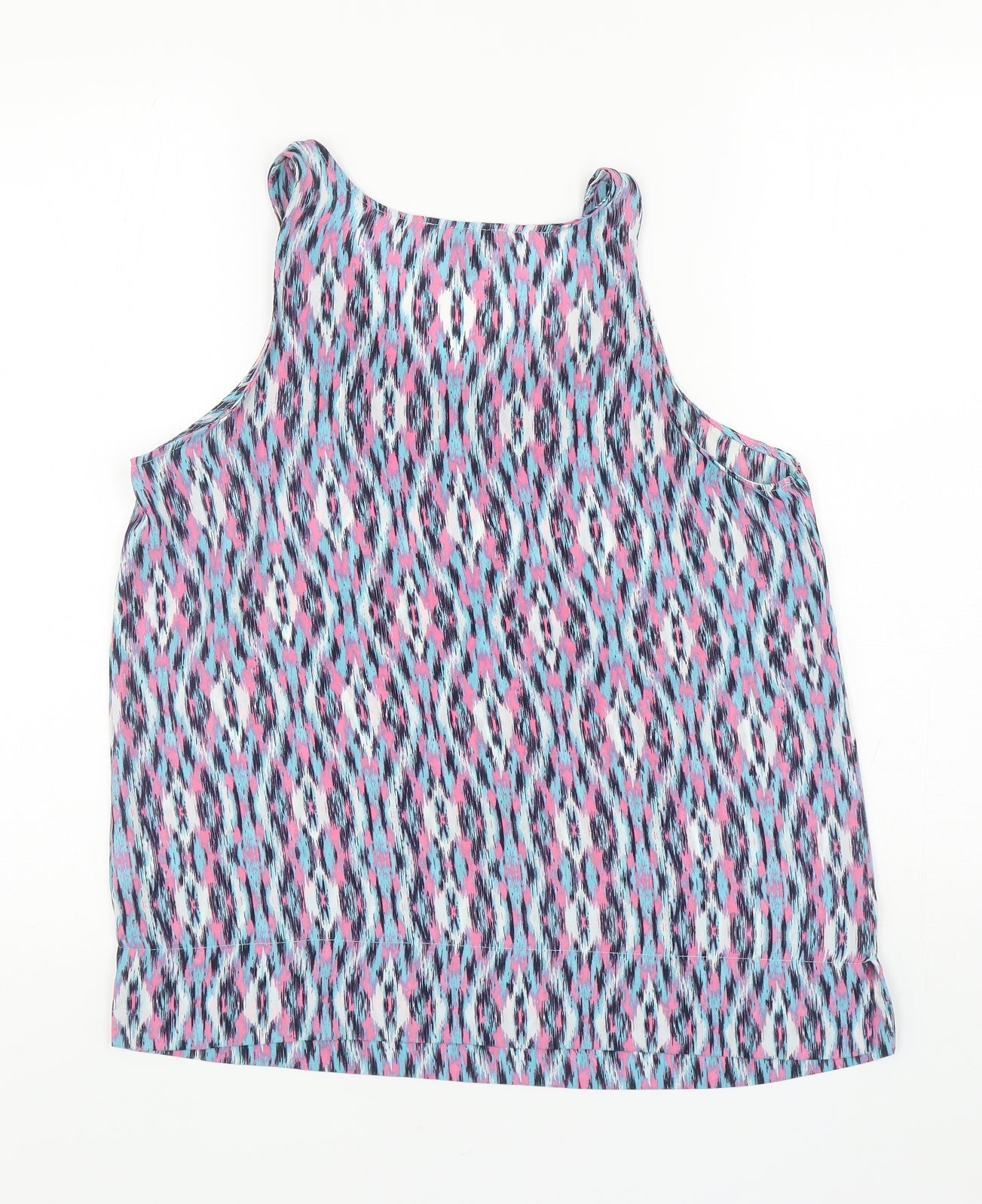 Primark Womens Multicoloured Geometric Polyester Basic Tank Size 10 Scoop Neck
