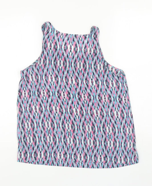 Primark Womens Multicoloured Geometric Polyester Basic Tank Size 10 Scoop Neck