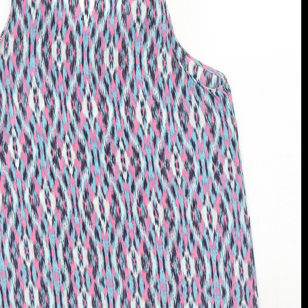 Primark Womens Multicoloured Geometric Polyester Basic Tank Size 10 Scoop Neck