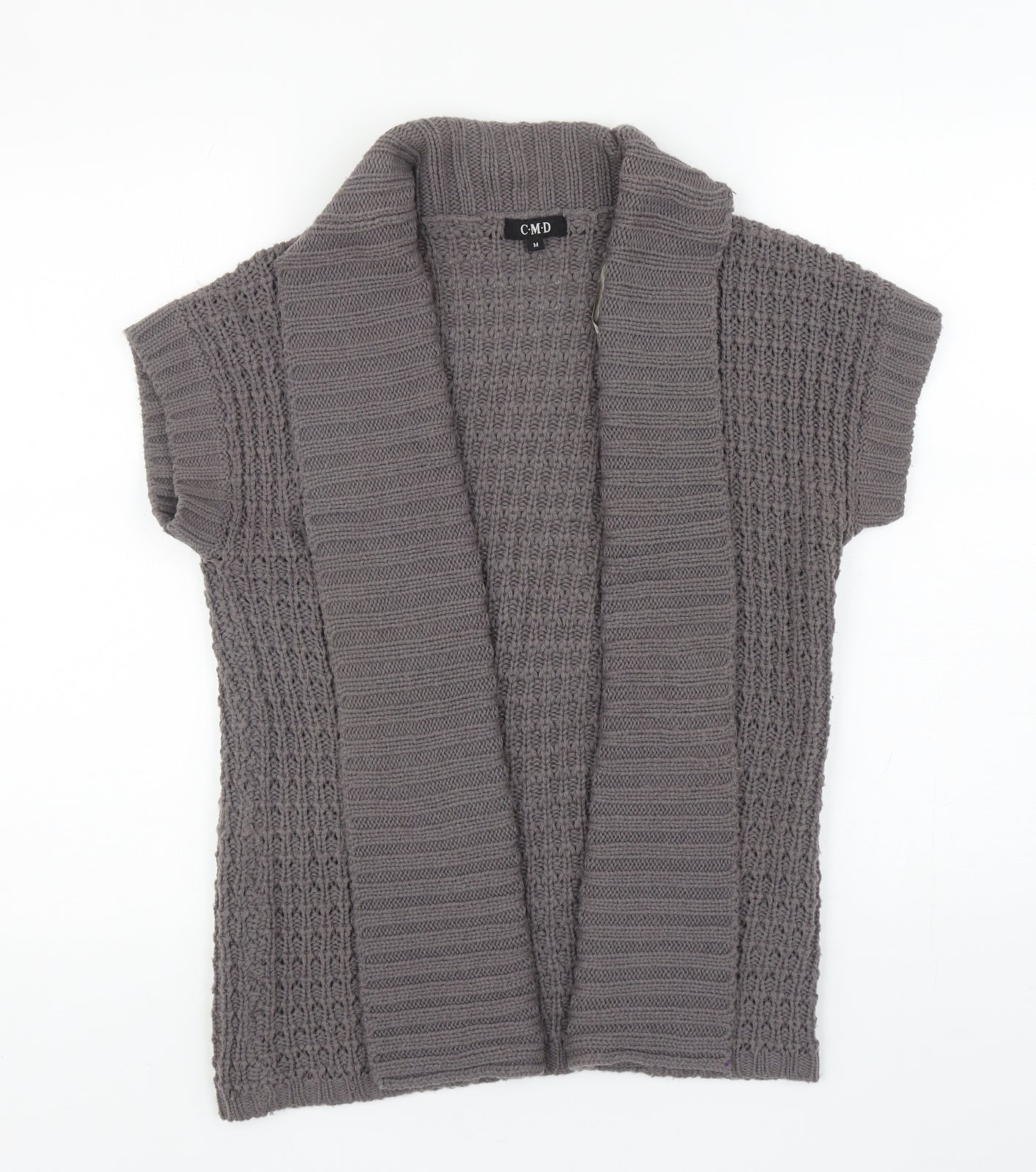 C.M.D Womens Grey V-Neck Acrylic Cardigan Jumper Size M