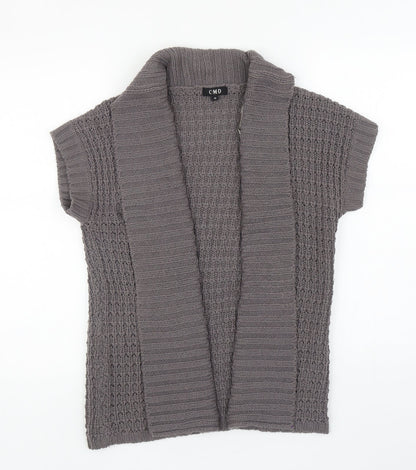 C.M.D Womens Grey V-Neck Acrylic Cardigan Jumper Size M