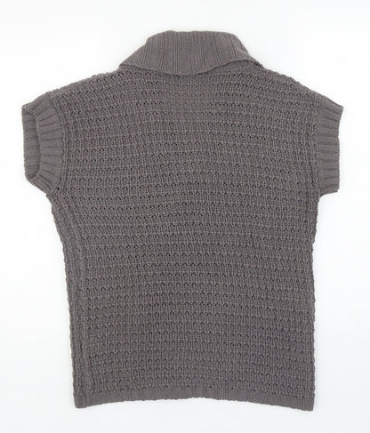 C.M.D Womens Grey V-Neck Acrylic Cardigan Jumper Size M