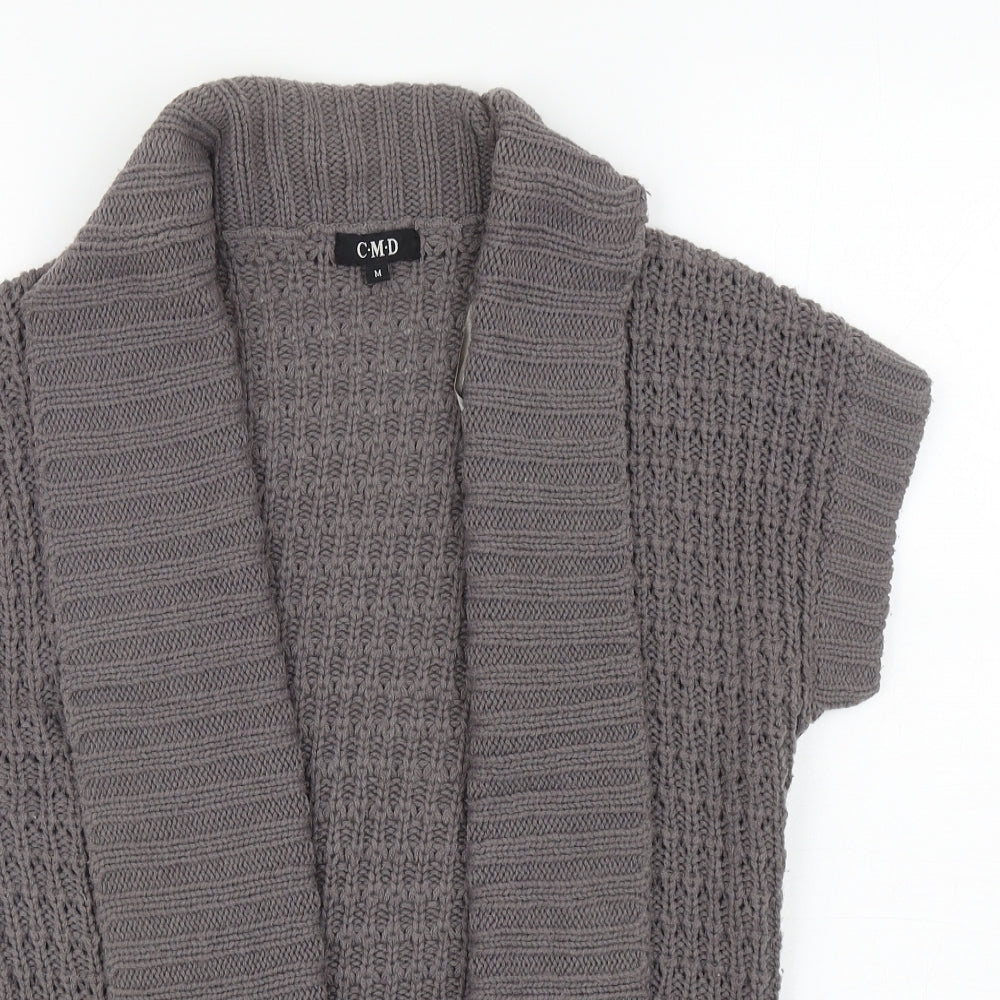 C.M.D Womens Grey V-Neck Acrylic Cardigan Jumper Size M