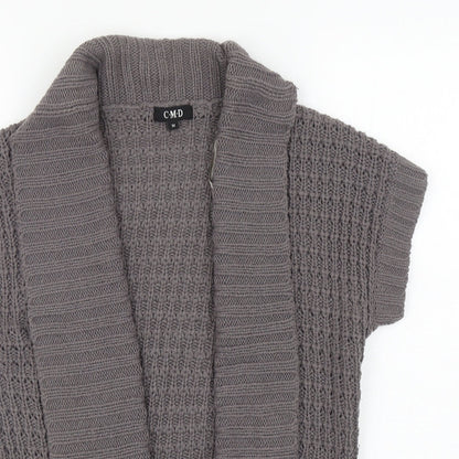 C.M.D Womens Grey V-Neck Acrylic Cardigan Jumper Size M