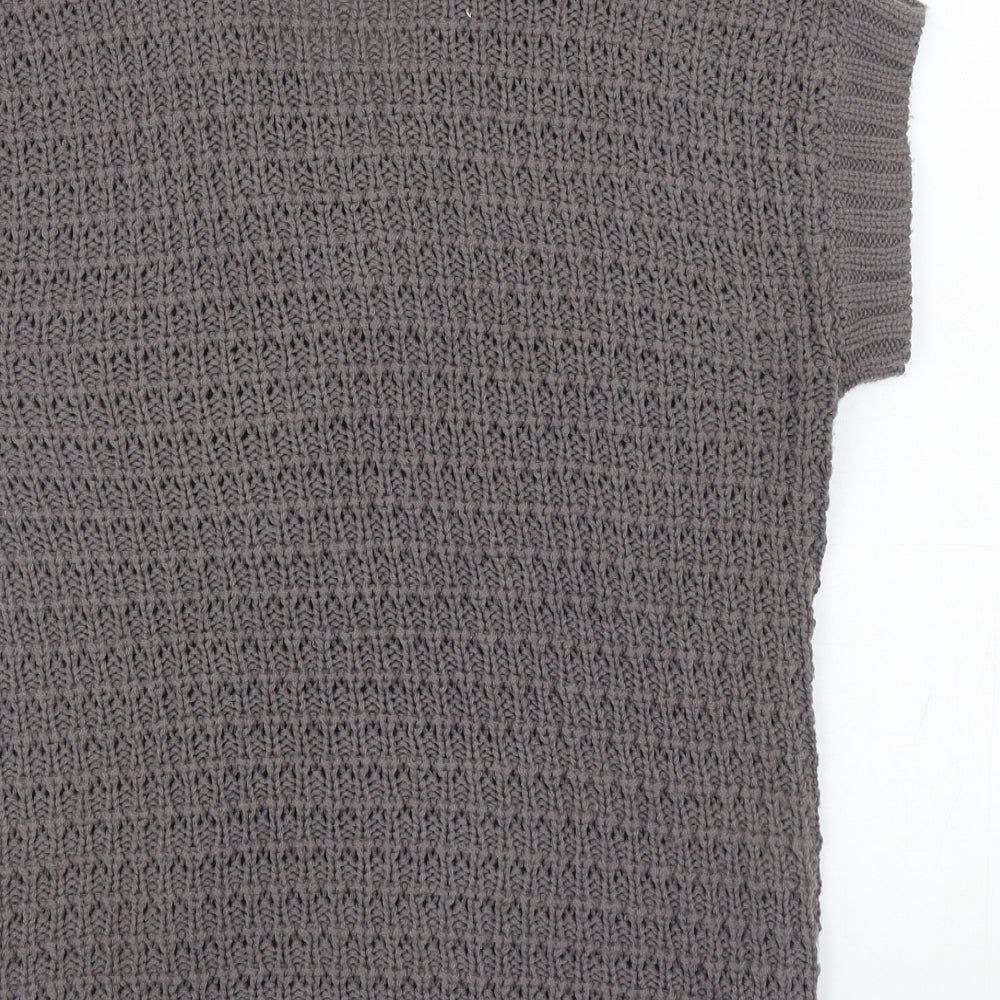 C.M.D Womens Grey V-Neck Acrylic Cardigan Jumper Size M