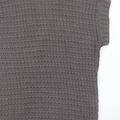 C.M.D Womens Grey V-Neck Acrylic Cardigan Jumper Size M