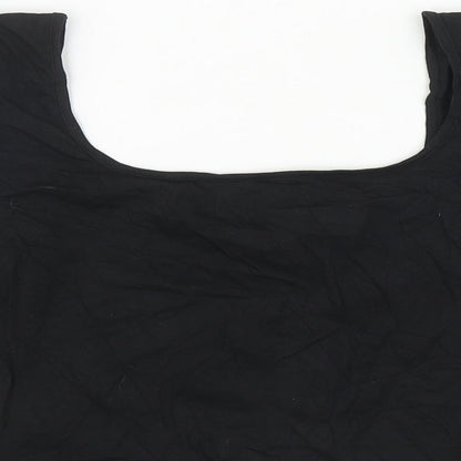 Womens UK Size M Pieces Black Cropped T-Shirt