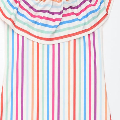 Boohoo Womens Multicoloured Striped Polyester A-Line Size 10 Off the Shoulder Pullover